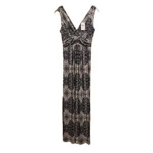 A PEA IN THE POD Maternity Dress Womens XS Indigo Paisley Maxi Stretch Soft NWT